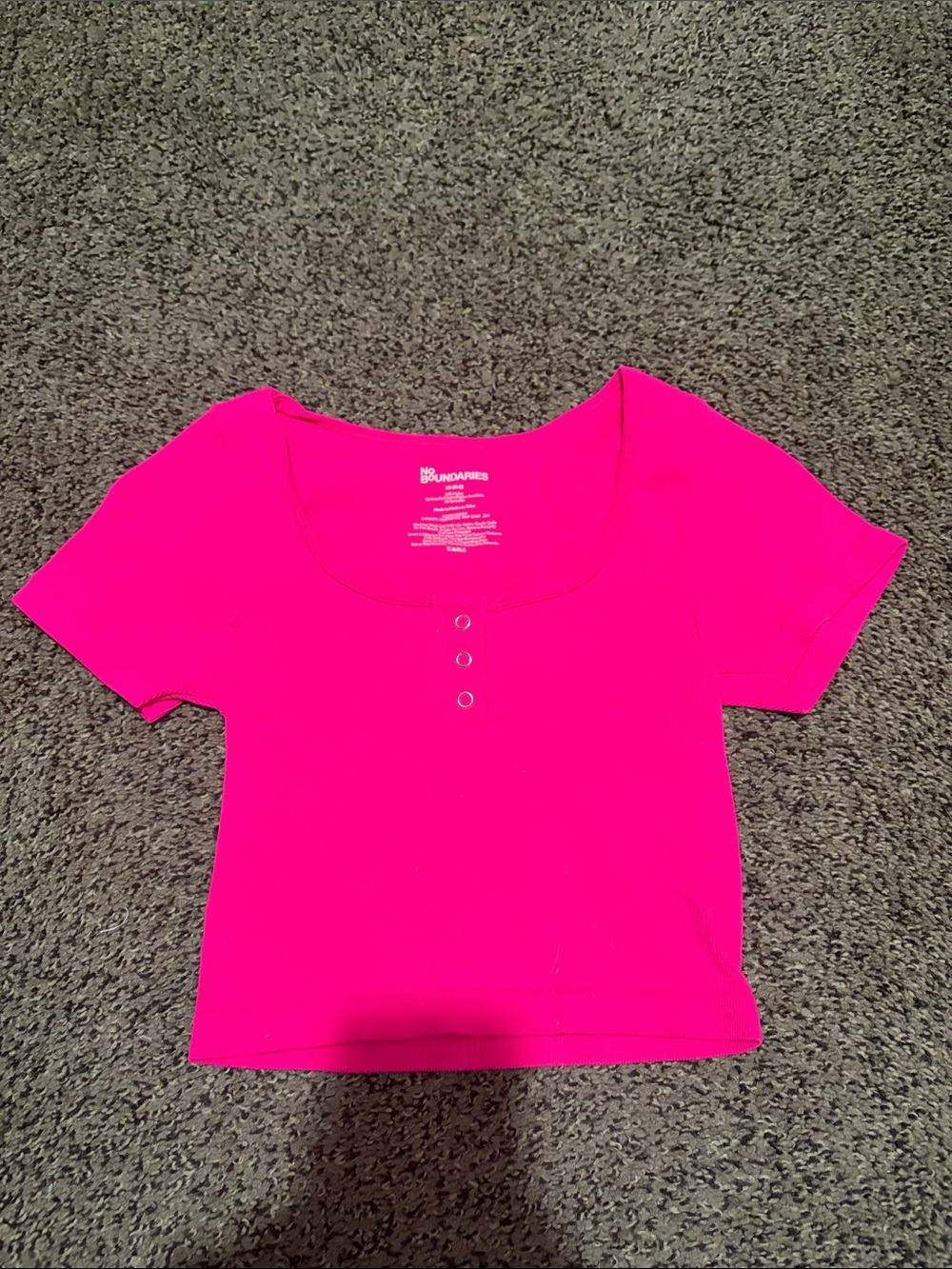 No Boundaries Neon Pink Short Sleeve Scoop Neck Top